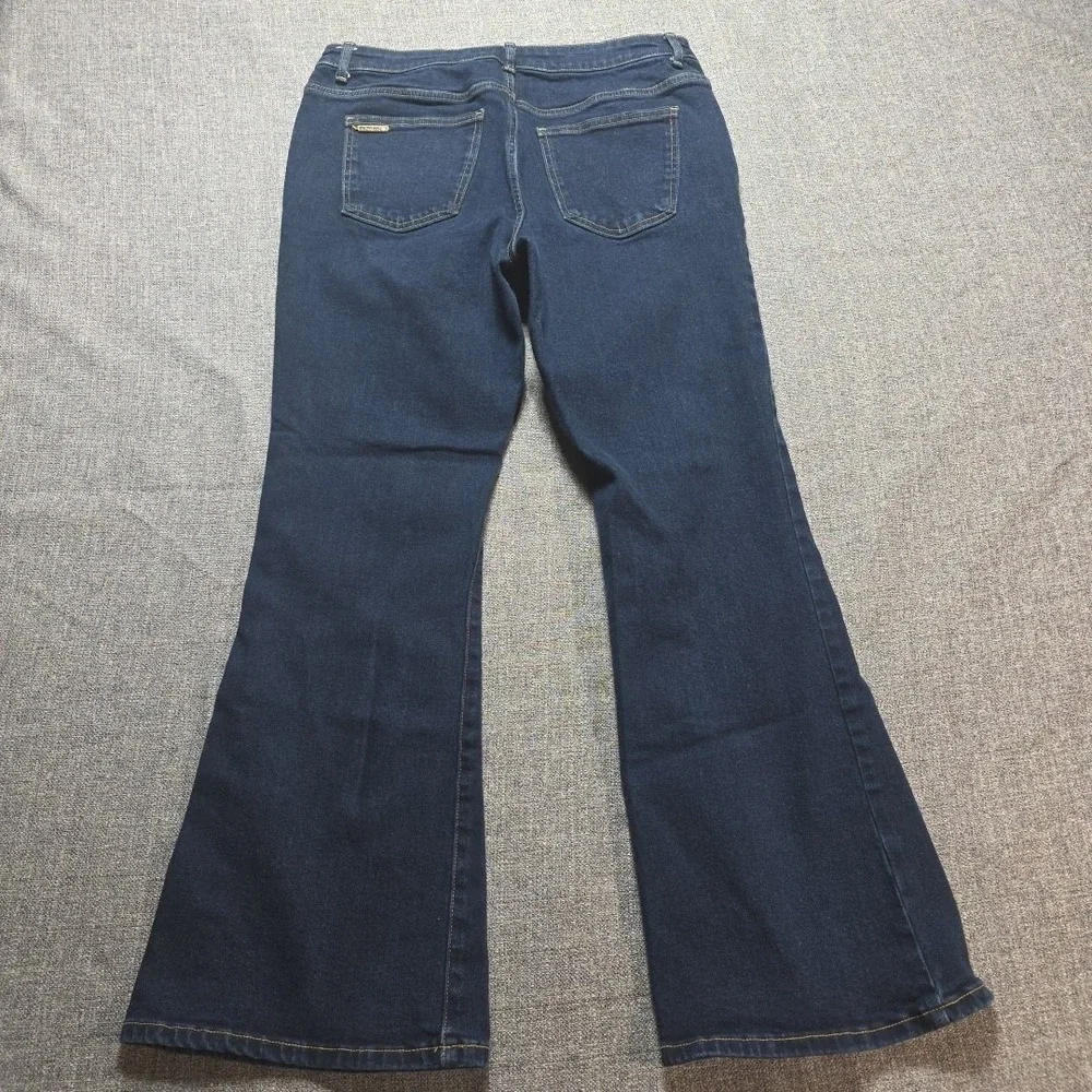 MICHAEL KORS Women's 12 Selma Flare Leg High-Rise Jeans Dark Wash Blue Denim
